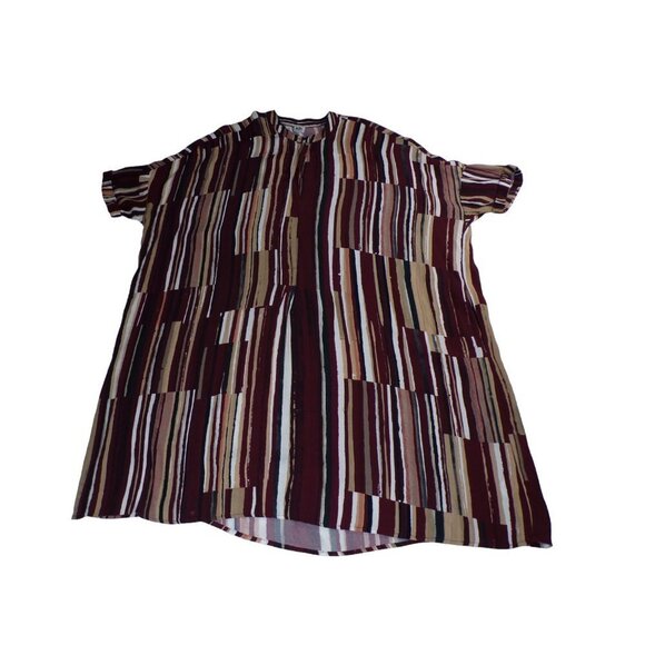 KIN by John Lewis Tunic Dress Abstract Striped Oversized Lagenlook Pockets #328 - Picture 2 of 8